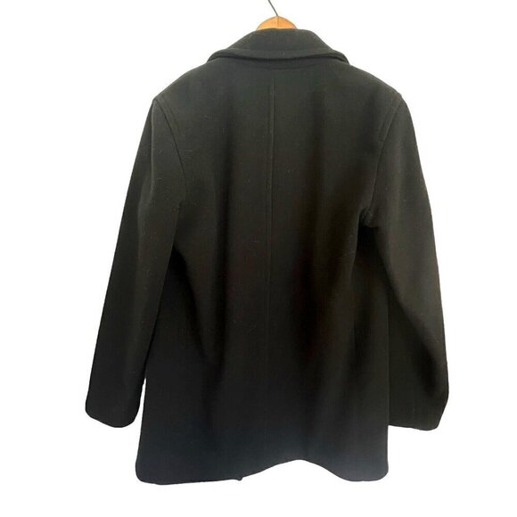 Vintage J Percy Womens Merino Wool Pea Coat Classic Black Size 8 Nautical Anchor - Picture 3 of 11